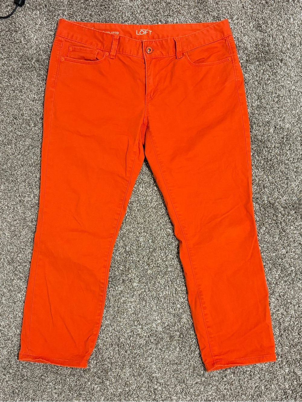 LOFT Bright Orange Ankle Crop Skinny Jeans